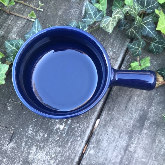 Bowl Soup Cereal Bistro Bright Blue Cobalt Stoneware 3 x 5 Inches - Picture 2 of 5